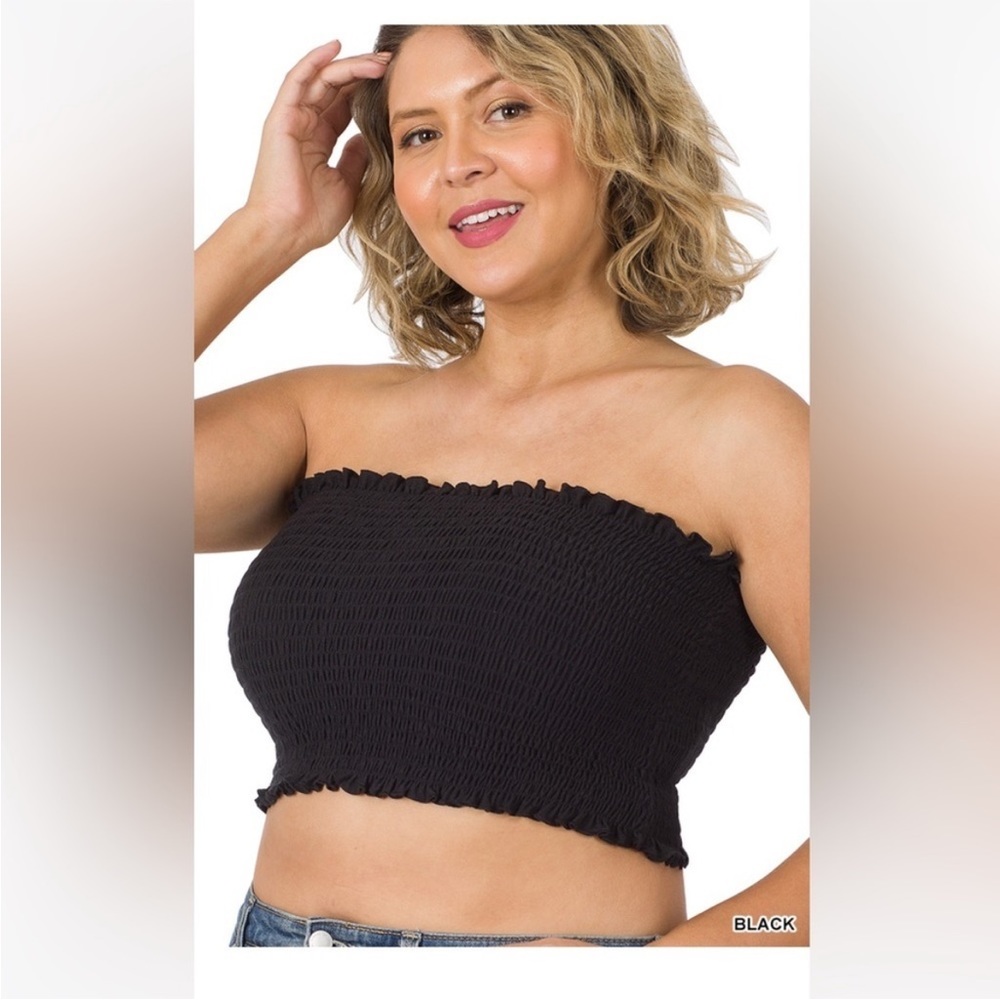 Zenana PLUS SIZE SMOCKED TUBE TOP